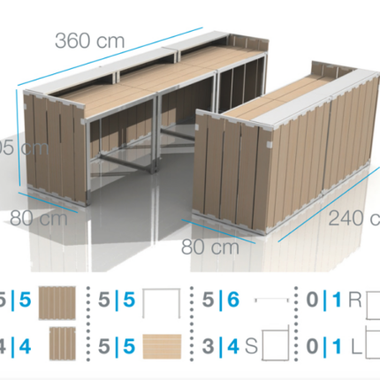 U BAR Elements - natural / white / grey, folding pallet, wooden